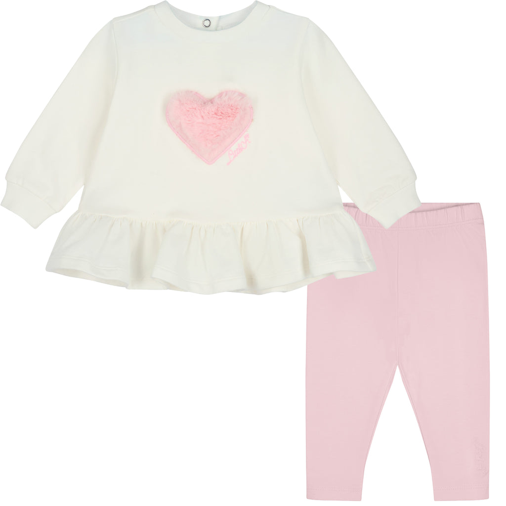 Little A Demi Fur Heart Legging Set
